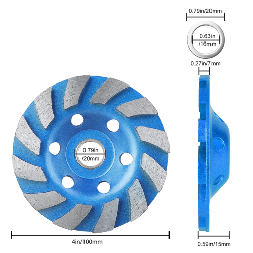 SUNJOYCO 4 Concrete Grinding Wheel 12 Segment Heavy Duty Turbo Row