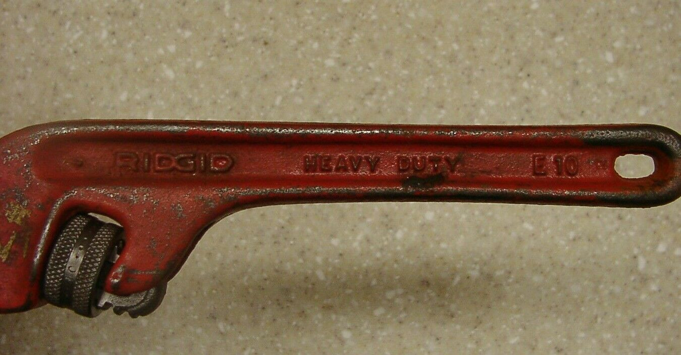 Vintage Ridgid E Heavy Duty Angled Pipe Wrench Xlint W Smooth Operation