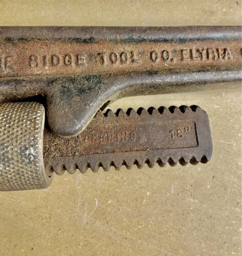 Vintage Rigid Heavy Duty Pipe Wrench Ridge Tool Co Set Dec Man Cave