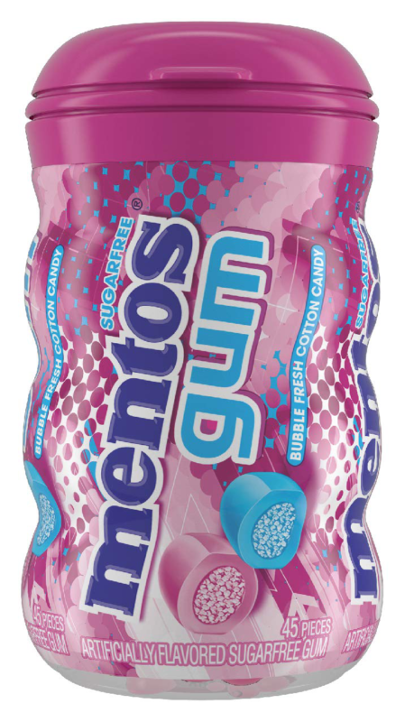 Mentos Sugar-Free Chewing Gum With Xylitol, Bubble Fresh Cotton Candy ...