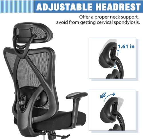 SUNNOW Ergonomic Office Chair, Mesh Computer Chair With Adjustable ...