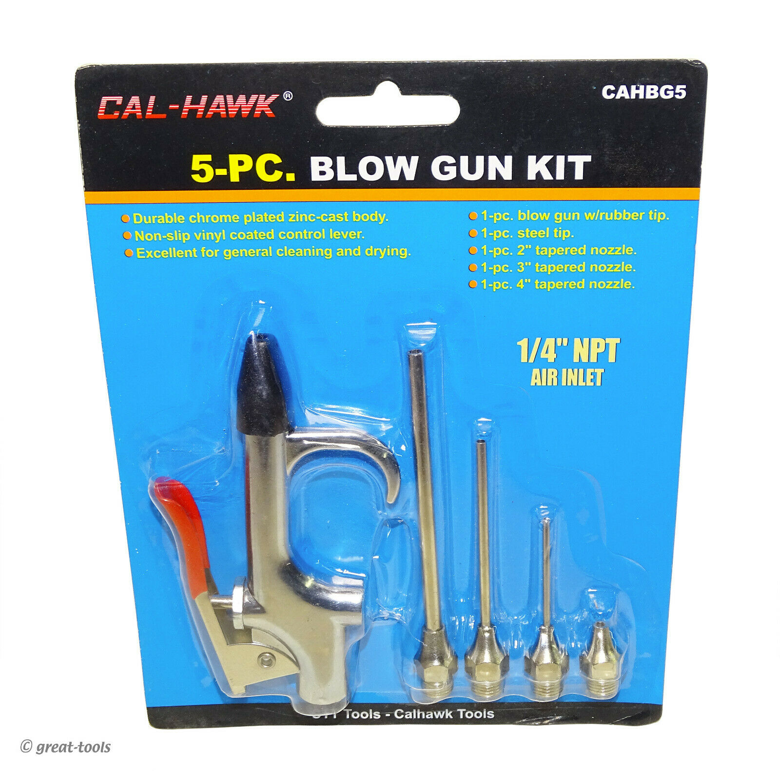 Compressed Air Blow Gun Air Compressor Blower Metal And Rubber Nozzle Tools 4404