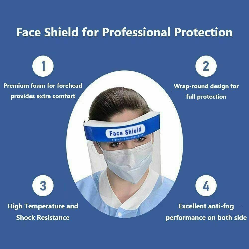 3 Padded Face Shield - Sneeze Cough Guard - Airborne Droplet Protection ...