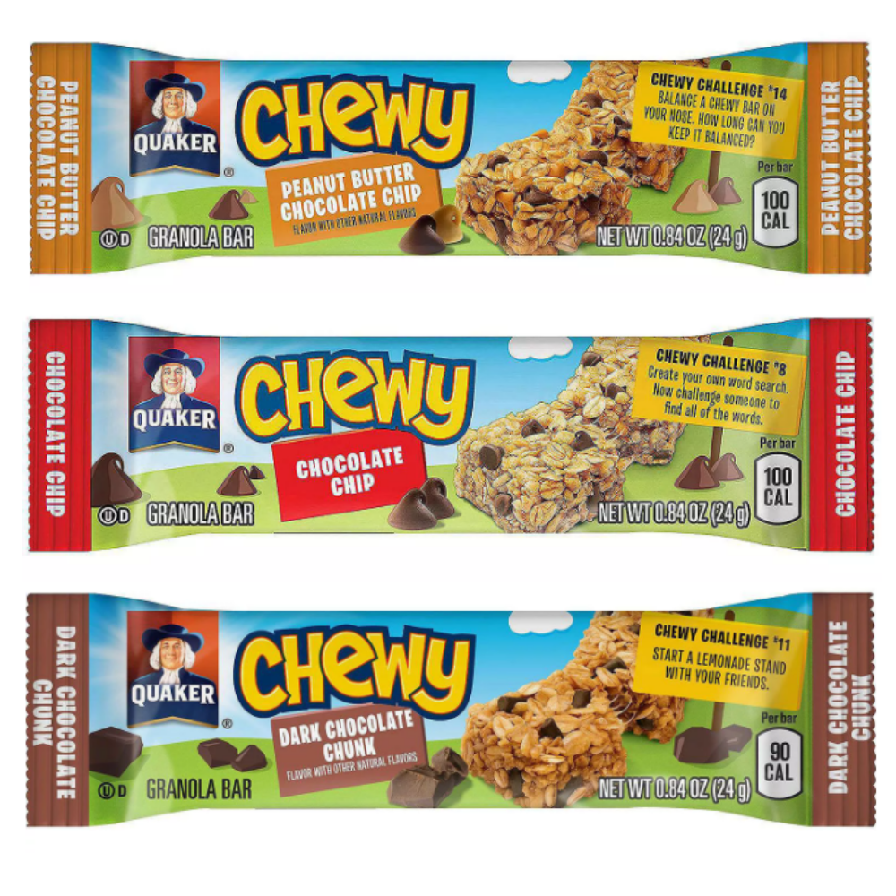 Quaker Chewy Granola Bars Whole Grains Grab & Go Snacking, Variety Pack ...