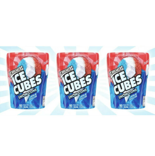 3 Ice Breakers Cubes Snow Cone Gum Summer Limited Edition Exp 322