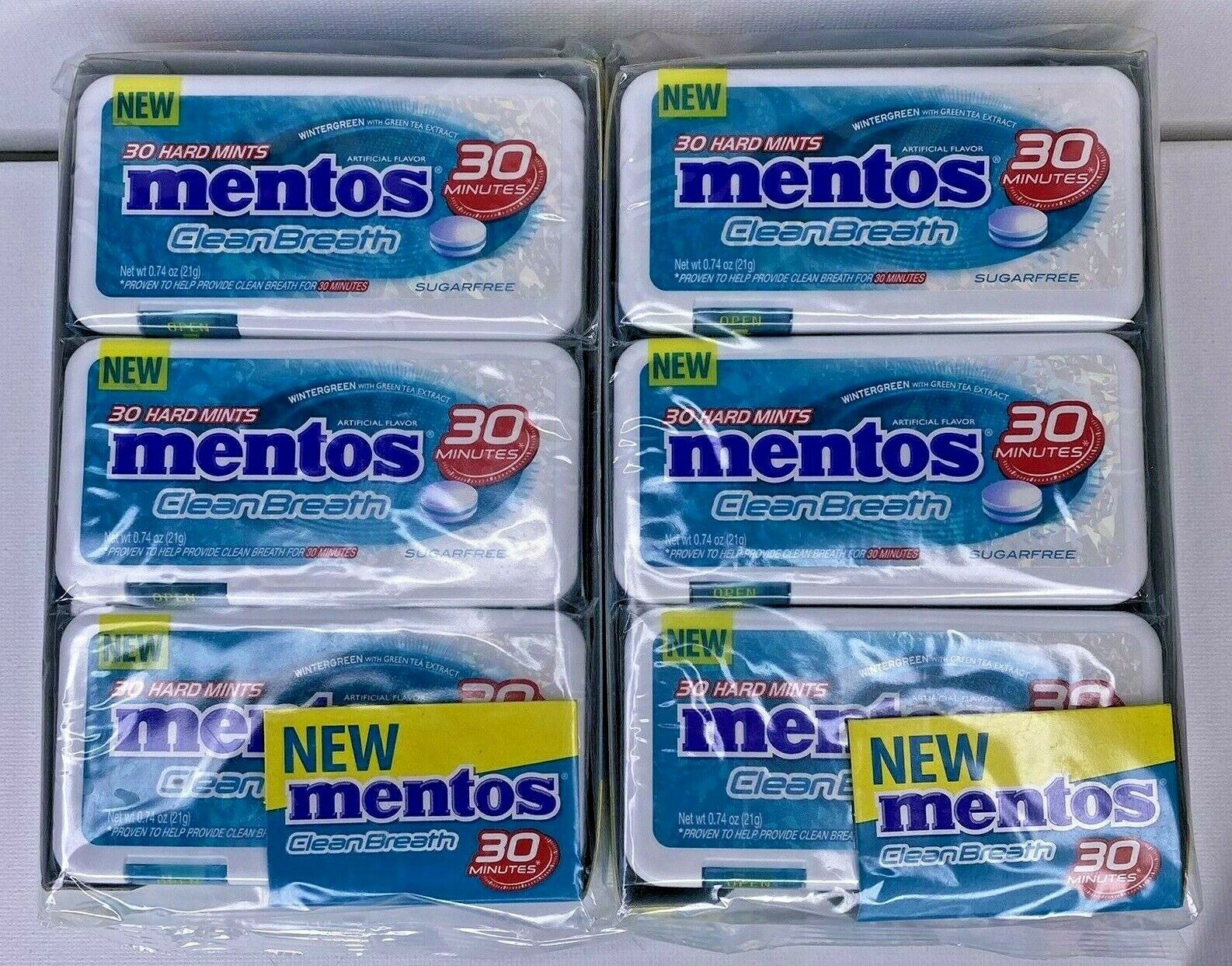 Mentos Clean Breath Hard Mints Sugar Free Candy Wintergreen Pack Of 24 Bulk