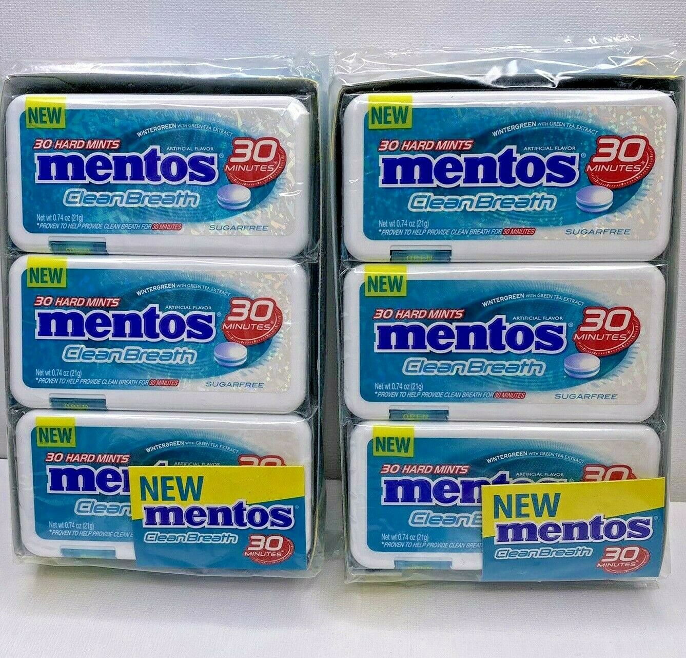 Mentos Clean Breath Hard Mints Sugar Free Candy Wintergreen Pack Of 24 Bulk