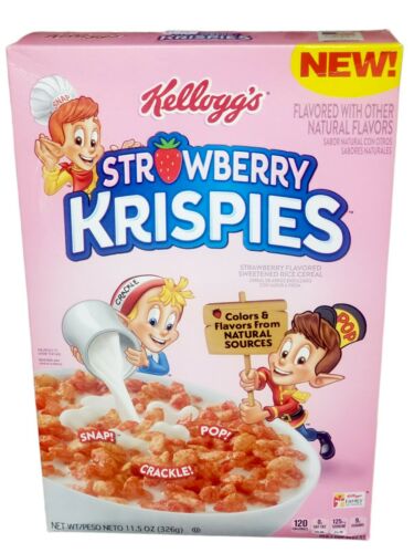 Kellog's Strawberry Krispies DISCONTINUED Rice Krispies Cereal 11.5oz Box