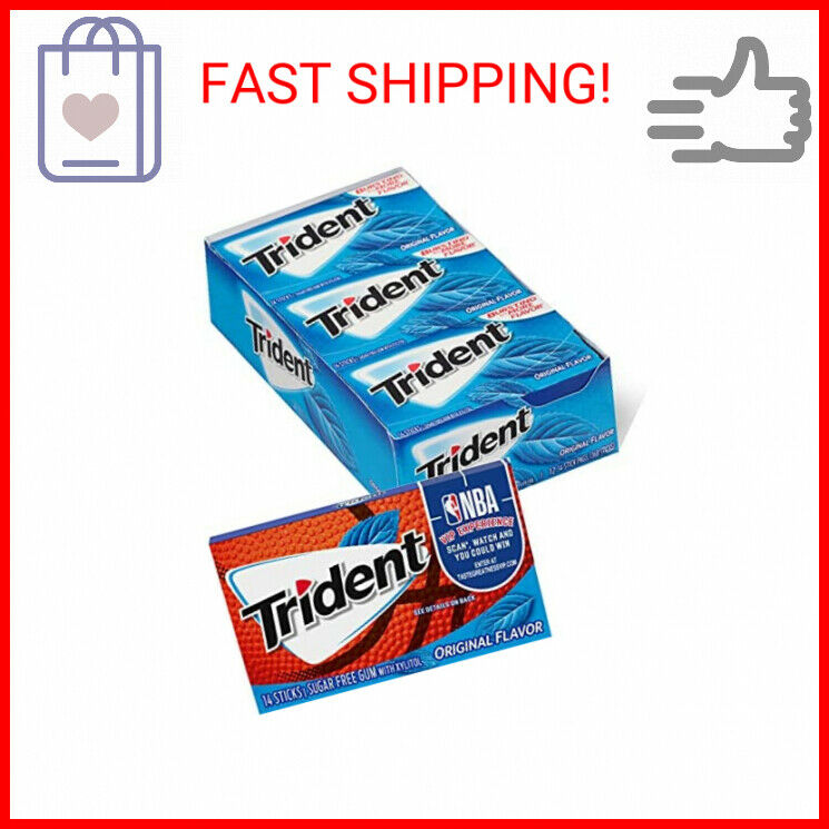 Trident Original Flavor Sugar Free Gum, 12 Packs Of 14 Pieces