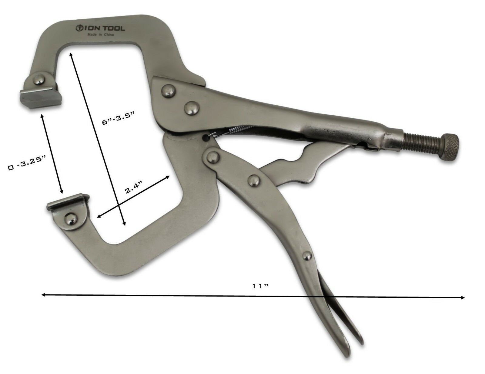 ION TOOL 11” C-Clamp Locking Pliers, Swivel Pads