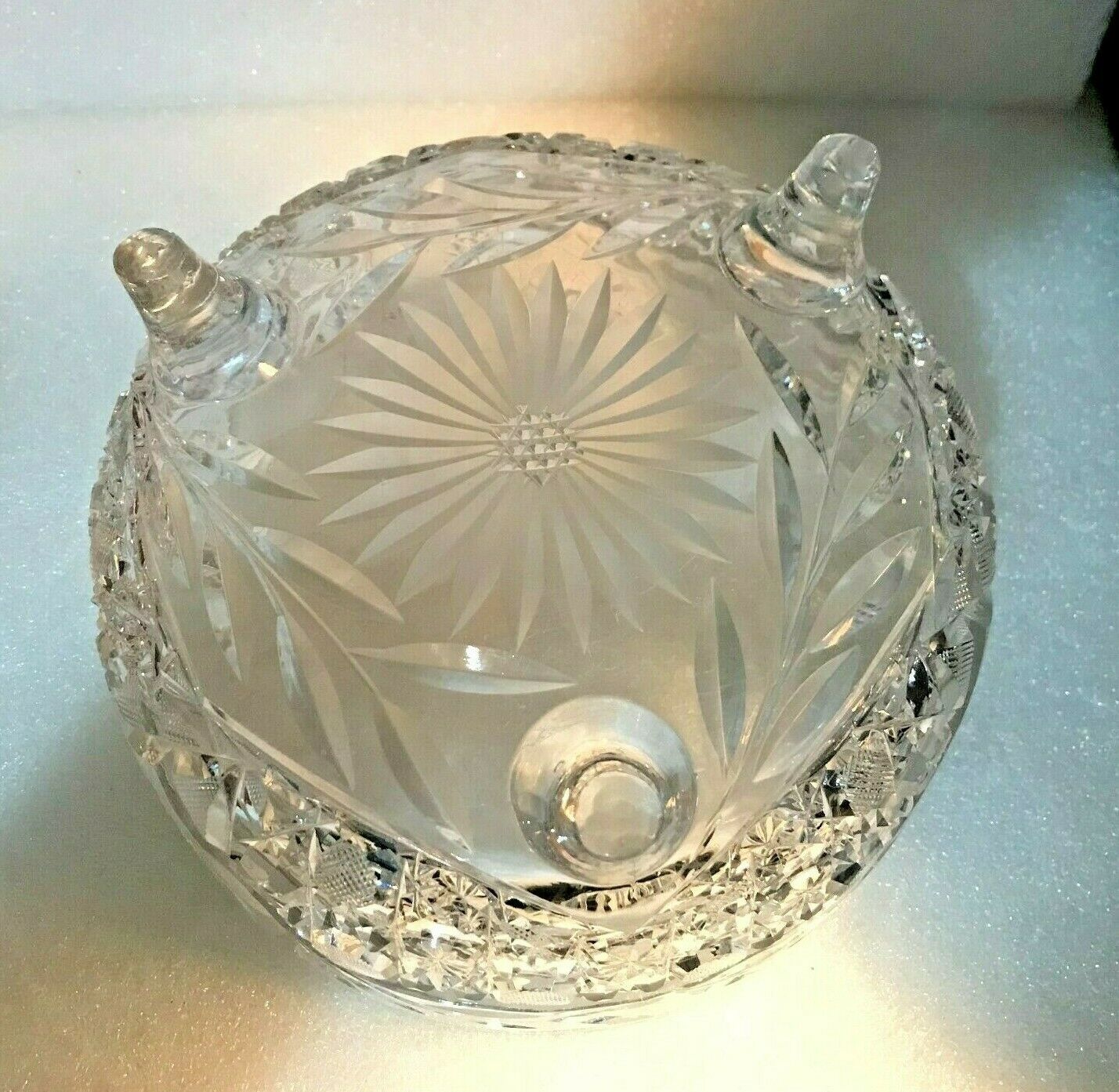 1920's McKEE BEACON INNOVATION SEMI- CUT Glass Bowl 7.5" X 4.5" DAISY ...