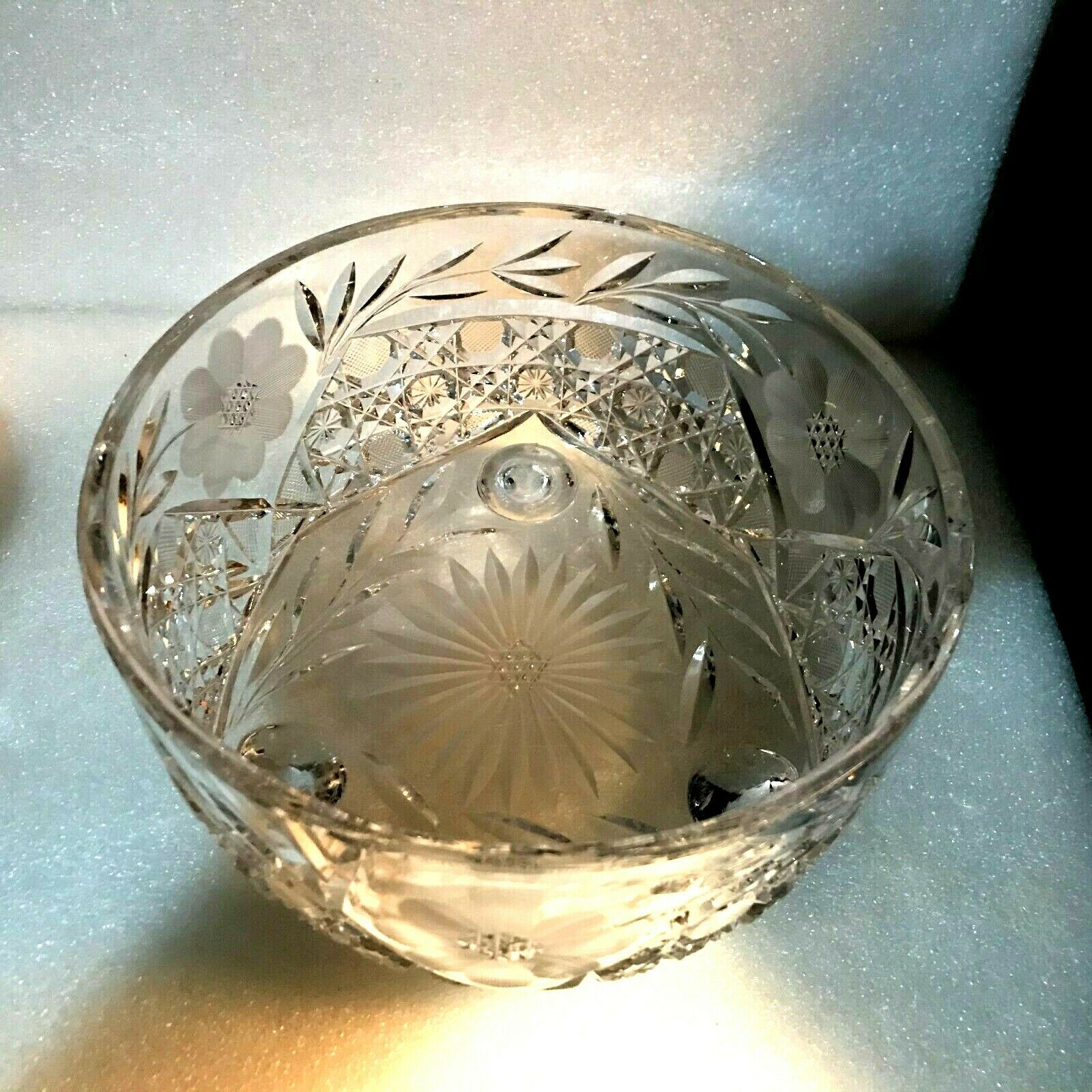 1920's McKEE BEACON INNOVATION SEMI- CUT Glass Bowl 7.5" X 4.5" DAISY ...