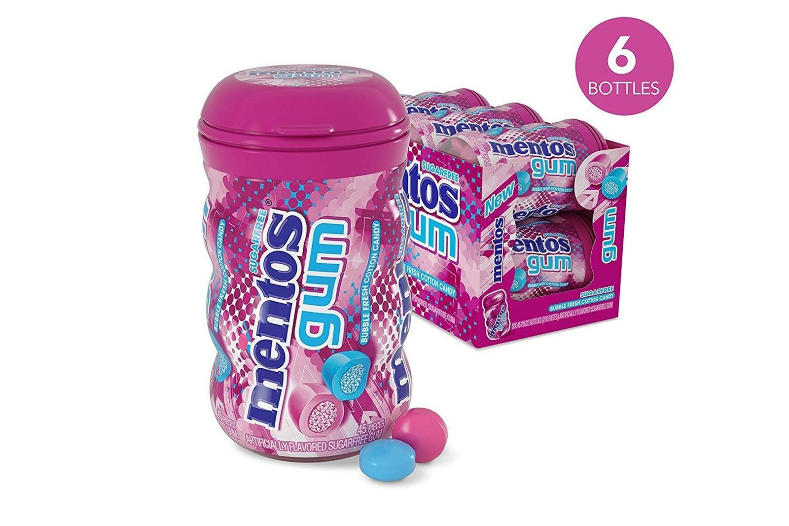 Mentos Sugar-Free Chewing Gum With Xylitol, Bubble Fresh Cotton Candy ...