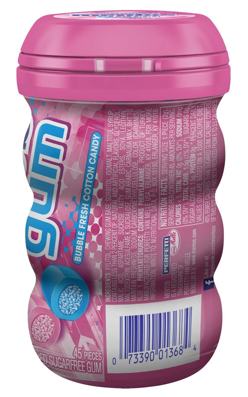 Mentos Sugar-Free Chewing Gum With Xylitol, Bubble Fresh Cotton Candy ...