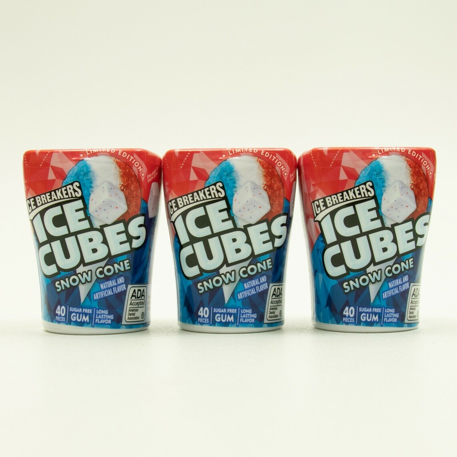 Ice Breakers Cubes Snow Cone Gum Summer LIMITED EDITION Lot Of 3 EXP 3/22