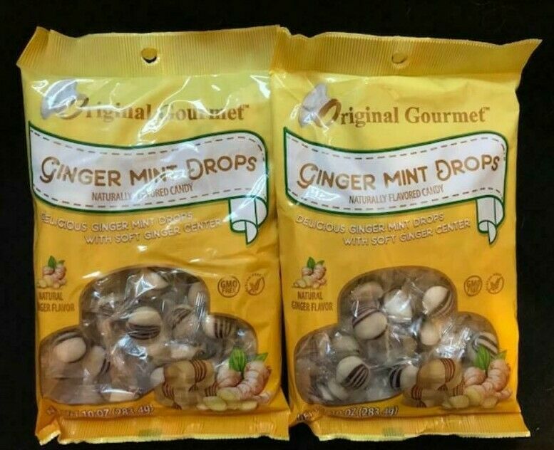 2xOriginal Gourmet GINGER MINT DROPS Candy Soft Ginger Center LARGE